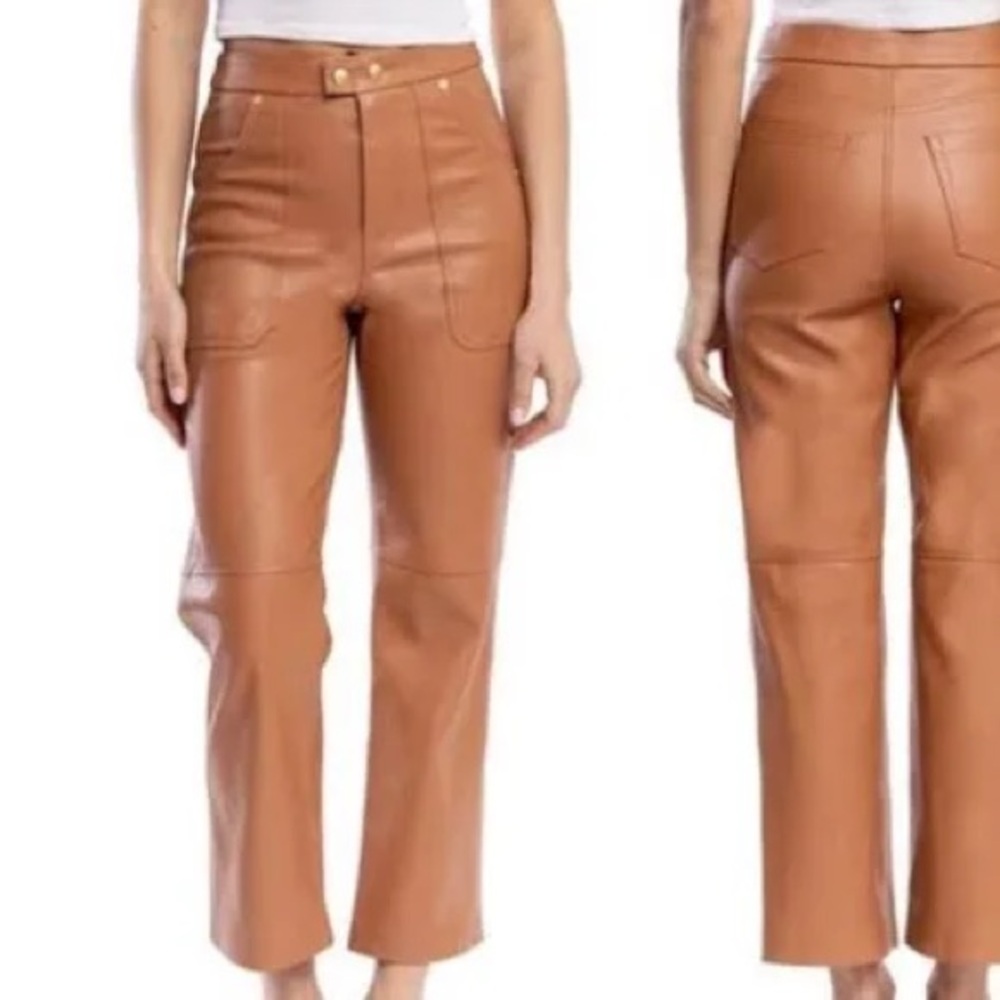 Blank NYC Women’s The Baxter Ribcage Straight Leg Vegan Leather Pants, size 27